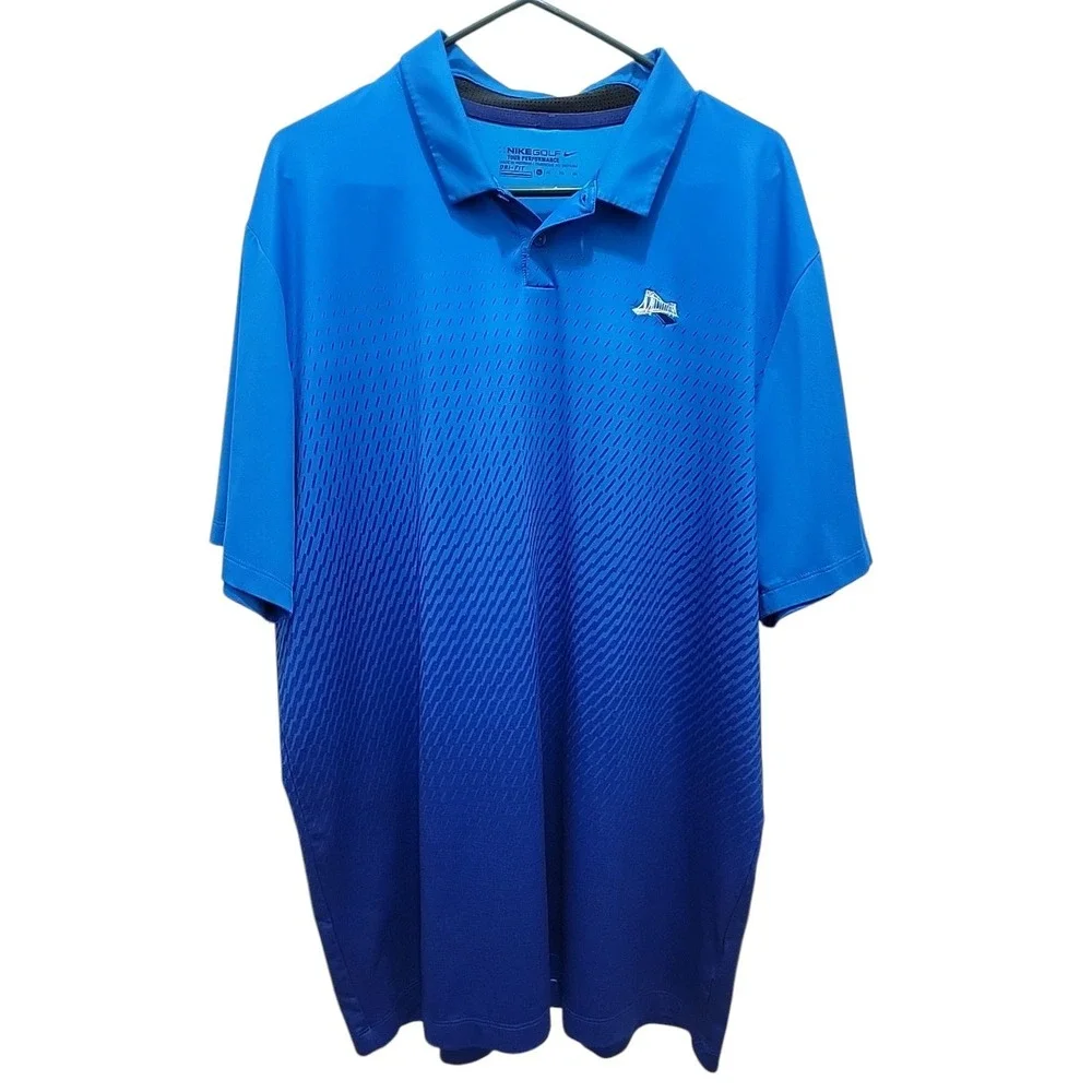 Nike Golf Tour Performance Dri Fit Polo With Country Club Logo.  Blue Men's XL